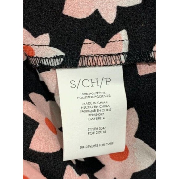 Women's Cabi Small (S) Black Pink Red Floral Print Cap Sleeve Top Blouse - Picture 5 of 11